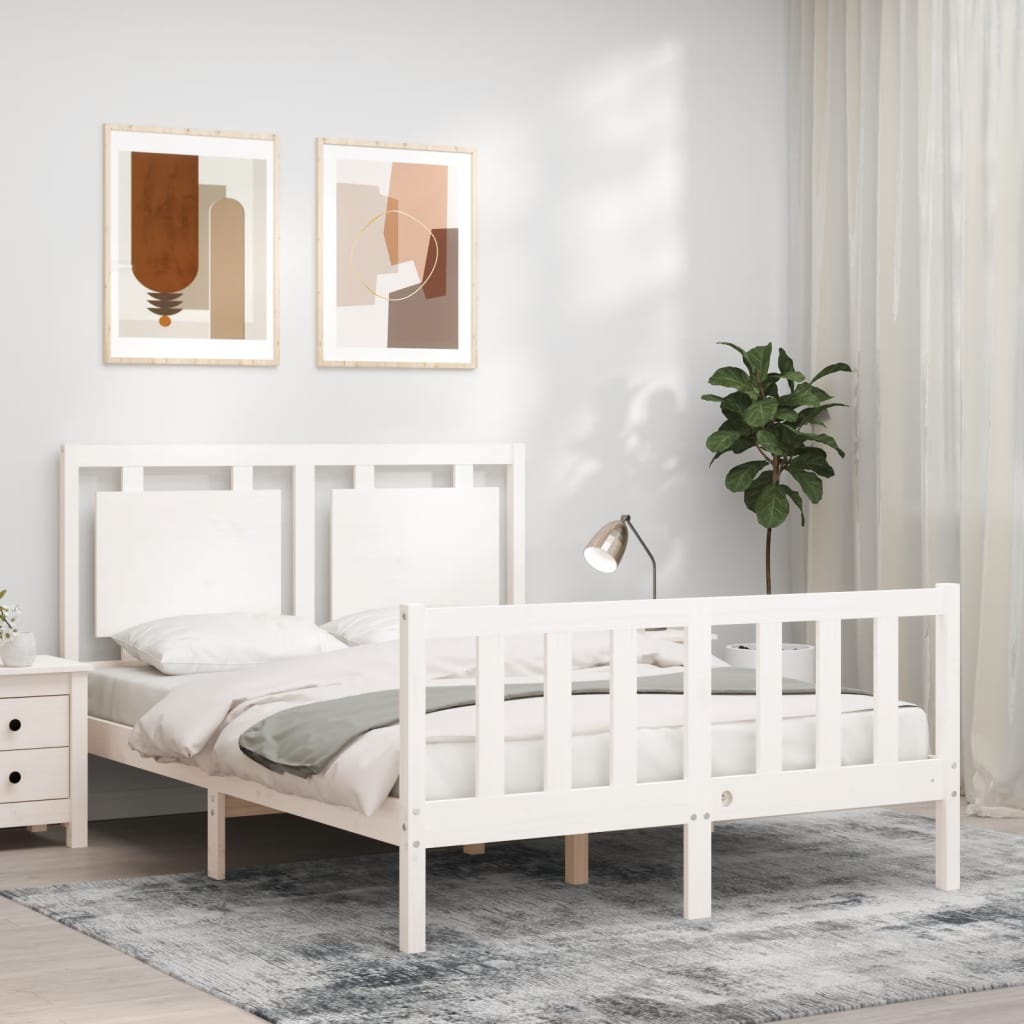 Letto Senza Materasso Bianco 140x190 Cm Legno Massello Di Pino