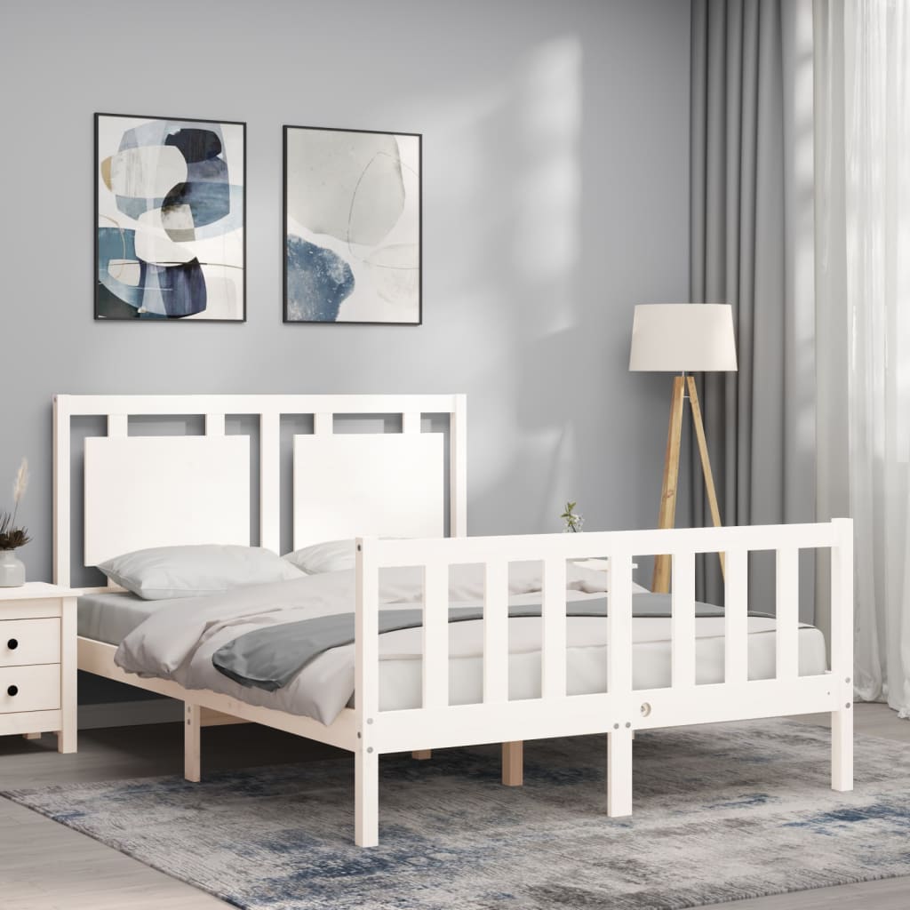 Letto Senza Materasso Bianco 140x190 Cm Legno Massello Di Pino - Image 3