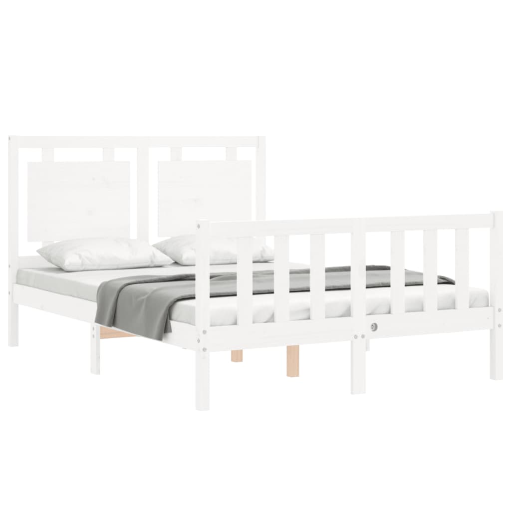 Letto Senza Materasso Bianco 140x190 Cm Legno Massello Di Pino - Image 4