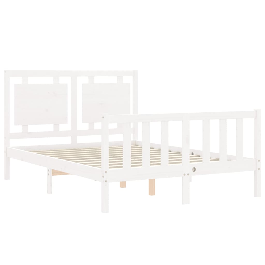 Letto Senza Materasso Bianco 140x190 Cm Legno Massello Di Pino - Image 5