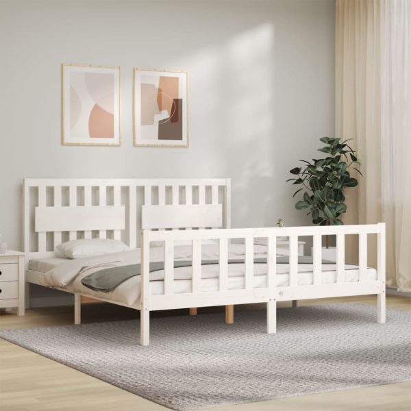 Giroletto Testiera Bianco Super King Size In Legno Massello