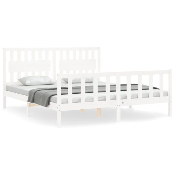 Giroletto Testiera Bianco Super King Size In Legno Massello - Image 2