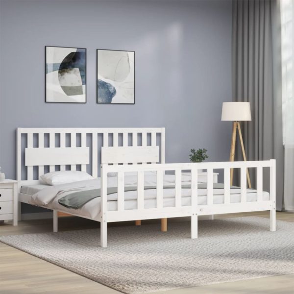 Giroletto Testiera Bianco Super King Size In Legno Massello - Image 3