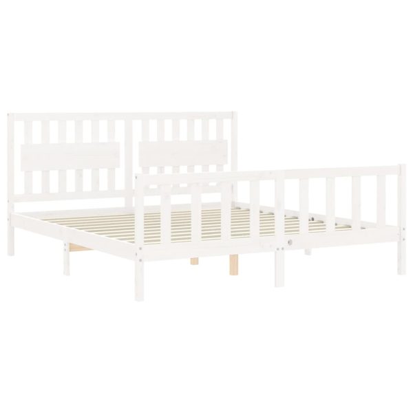 Giroletto Testiera Bianco Super King Size In Legno Massello - Image 5