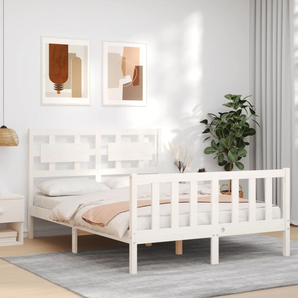 Giroletto Con Testiera Bianco Small Double Legno Massello - Image 4