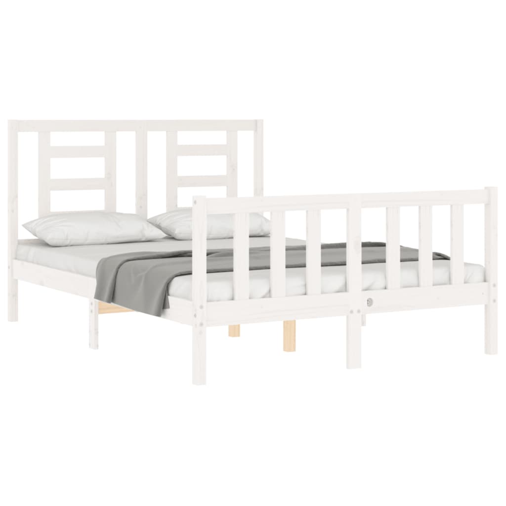 Letto Senza Materasso Bianco 140x190 Cm Legno Massello Di Pino - Image 4