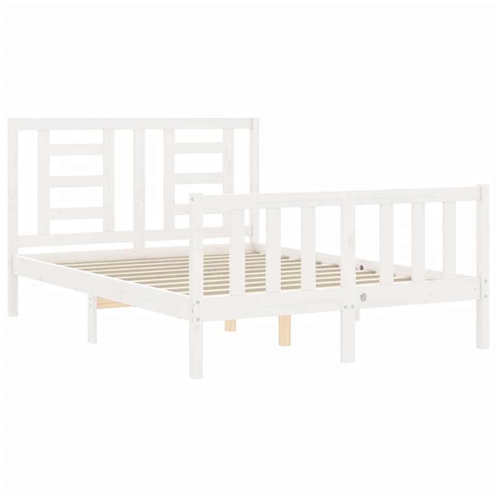 Letto Senza Materasso Bianco 140x190 Cm Legno Massello Di Pino - Image 5