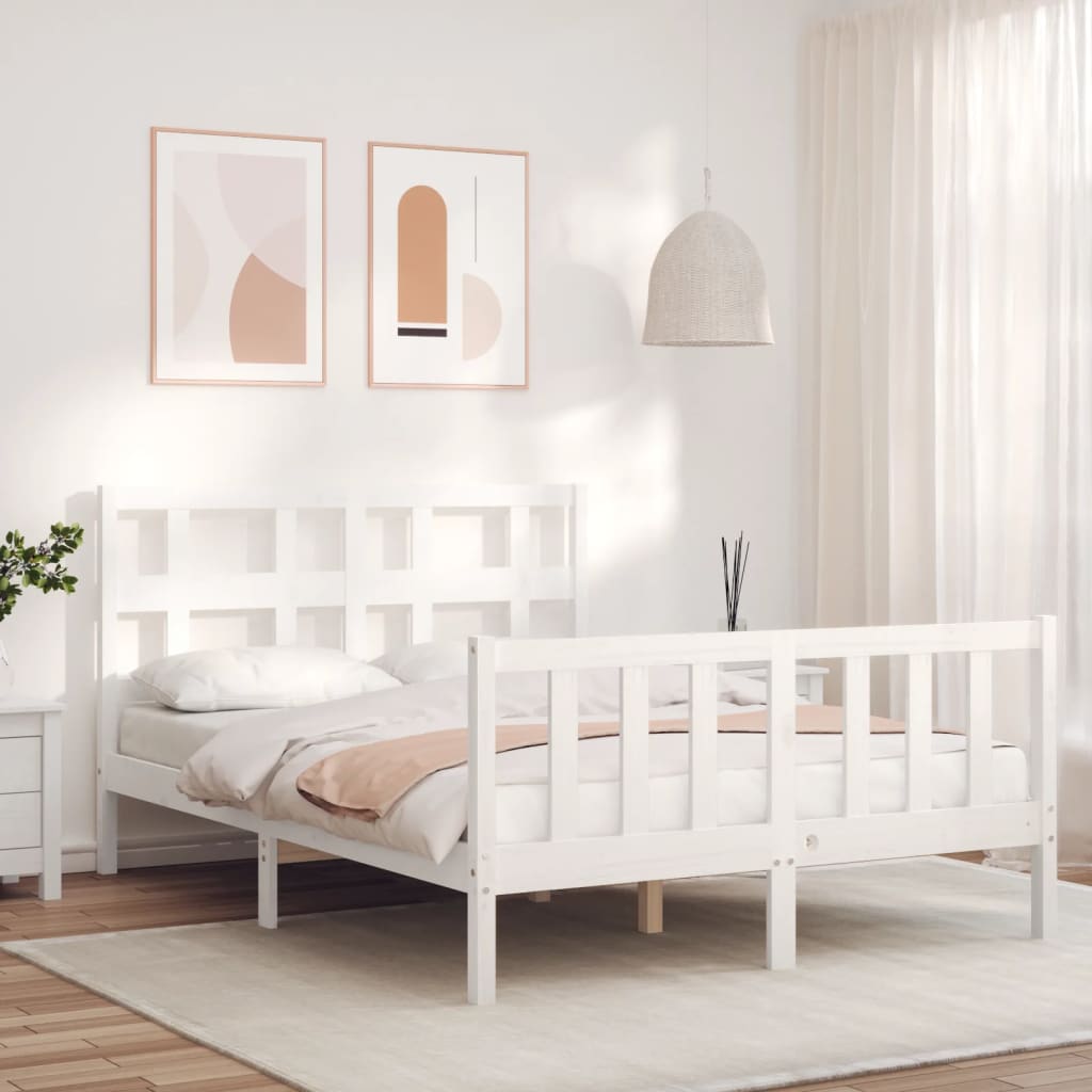 Letto Senza Materasso Bianco 140x190 Cm Legno Massello Di Pino