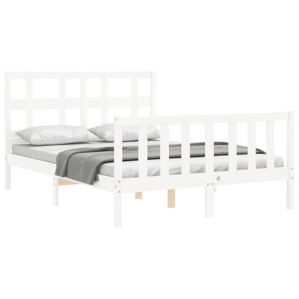Letto Senza Materasso Bianco 140x190 Cm Legno Massello Di Pino - Image 4