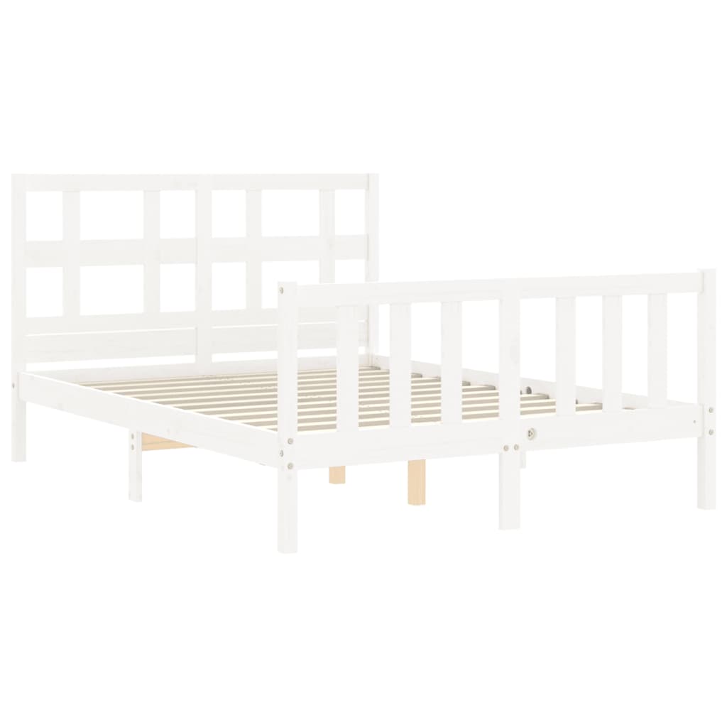 Letto Senza Materasso Bianco 140x190 Cm Legno Massello Di Pino - Image 5