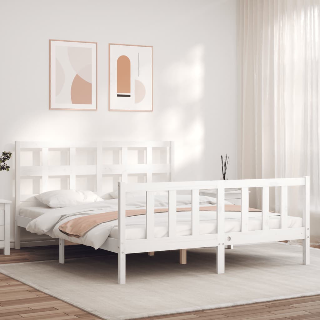 Giroletto Senza Materasso Bianco 160x200 Cm Legno Massello Pino