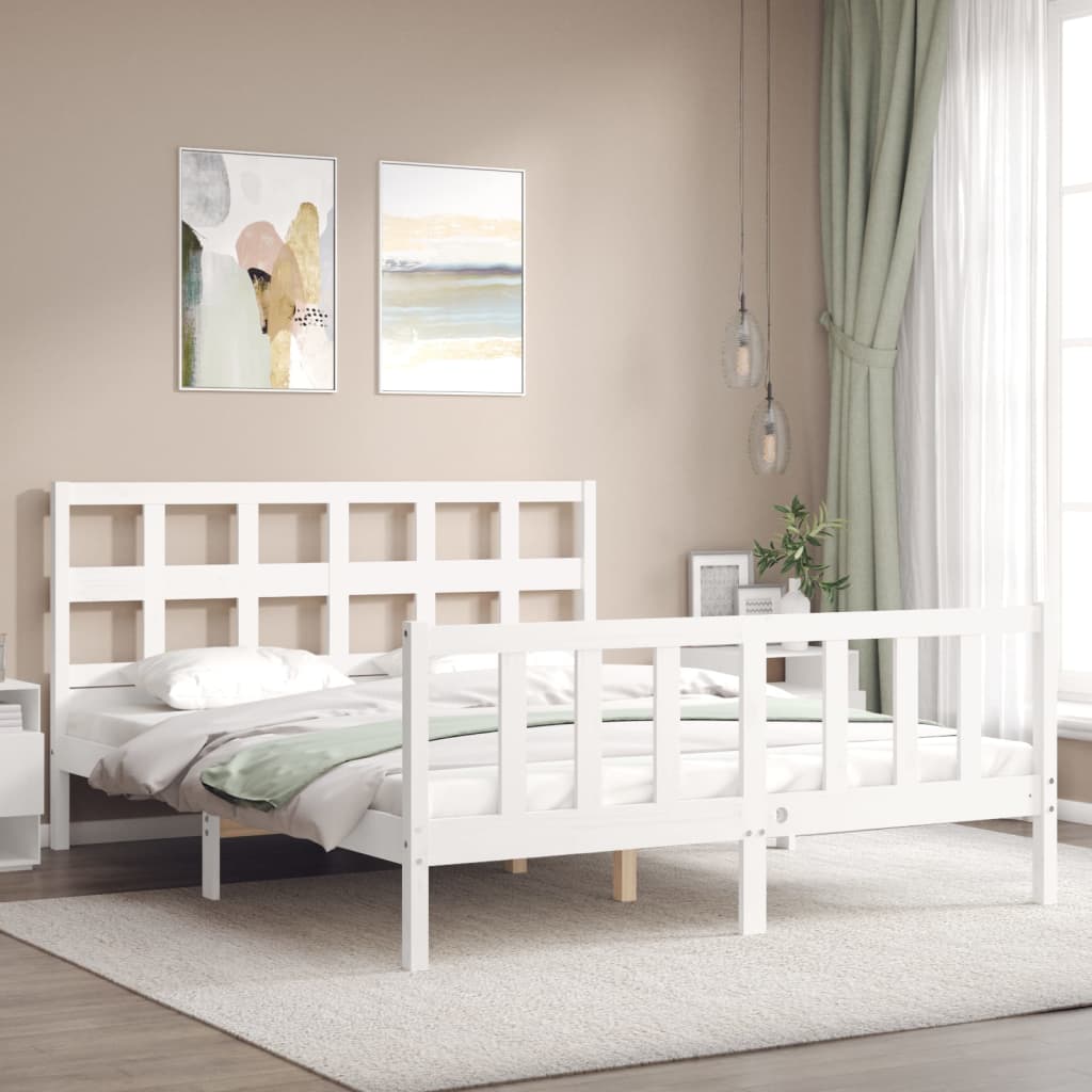 Giroletto Senza Materasso Bianco 160x200 Cm Legno Massello Pino - Image 3