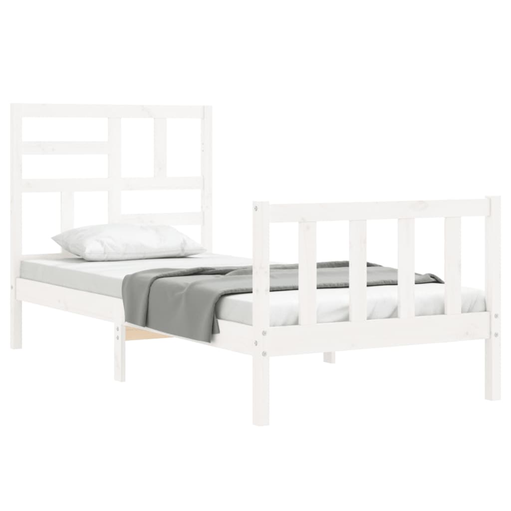 Giroletto Con Testiera Bianco Single In Legno Massello - Image 4