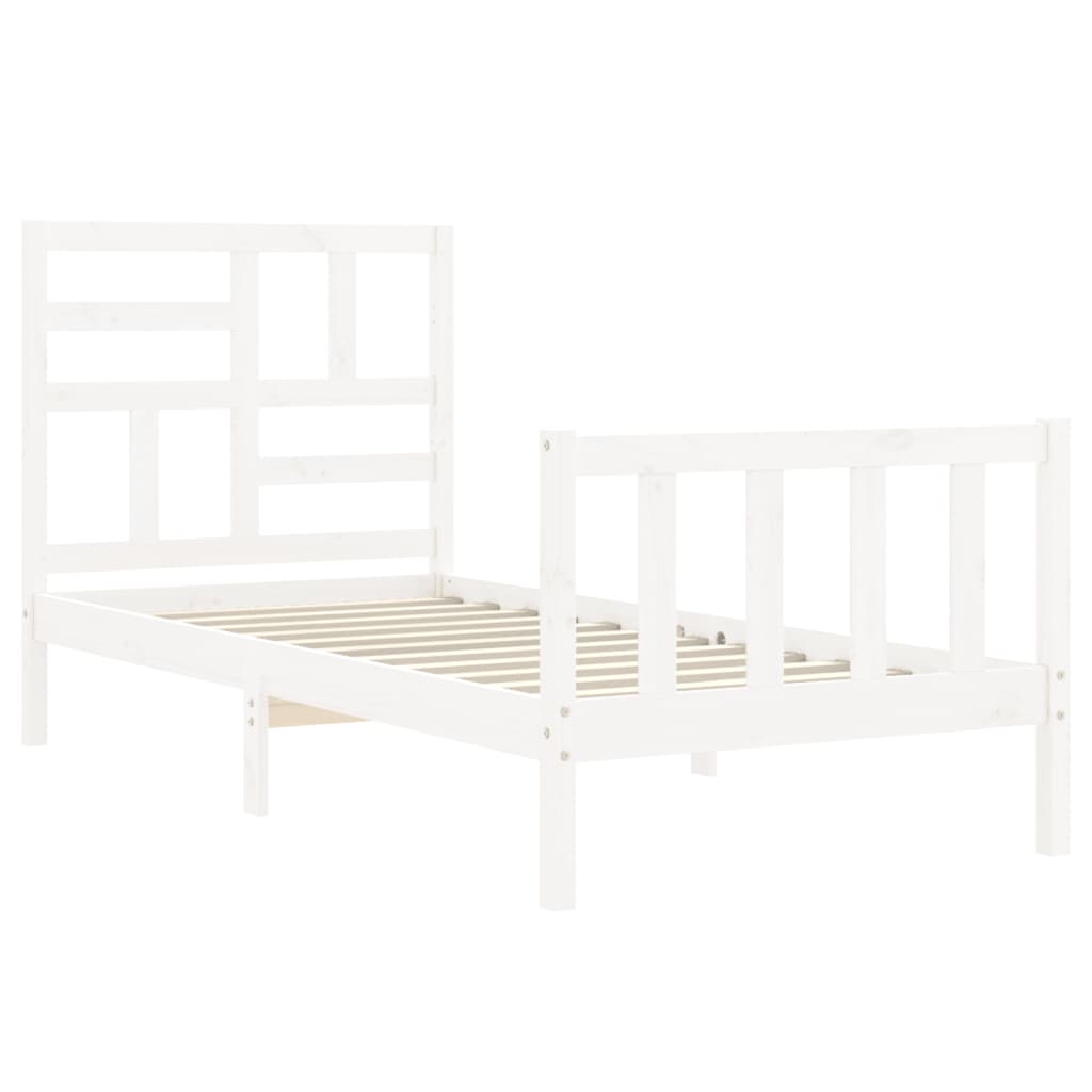 Giroletto Con Testiera Bianco Single In Legno Massello - Image 5