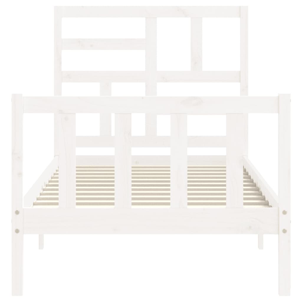 Giroletto Con Testiera Bianco Single In Legno Massello - Image 6