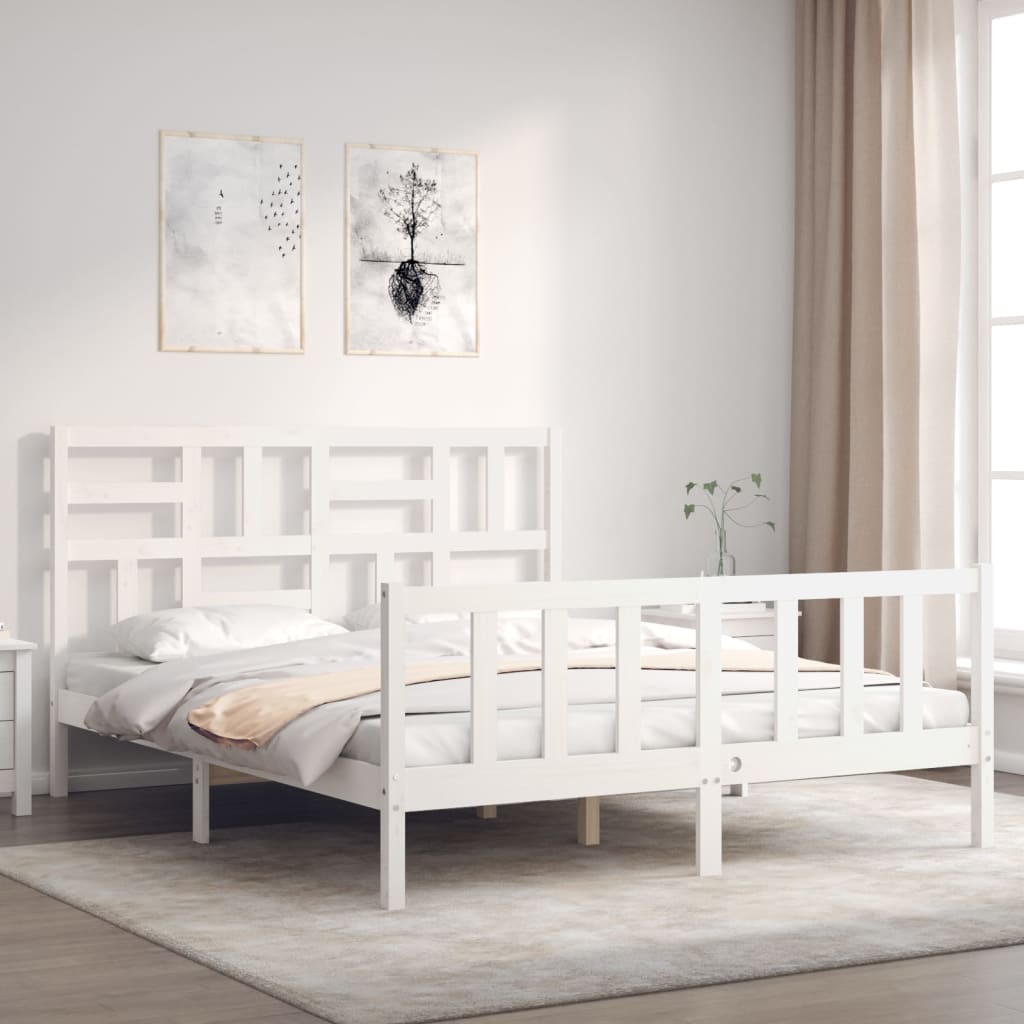 Giroletto Con Testiera Bianco King Size In Legno Massello - Image 3