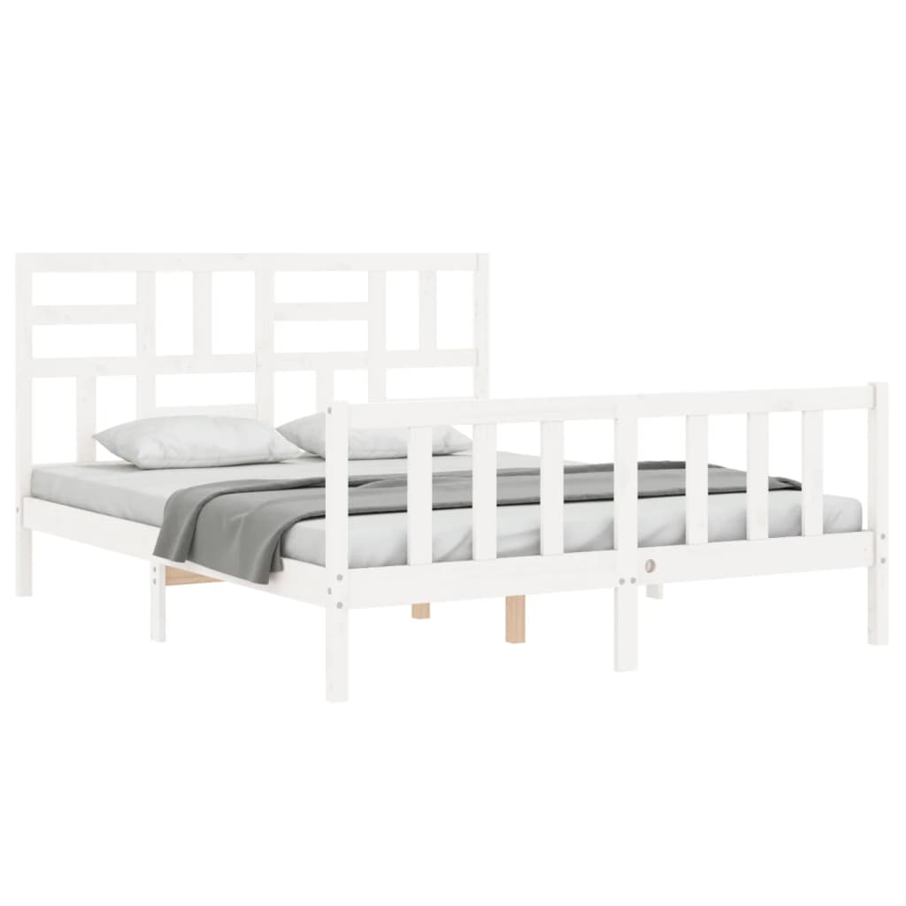 Giroletto Con Testiera Bianco King Size In Legno Massello - Image 4