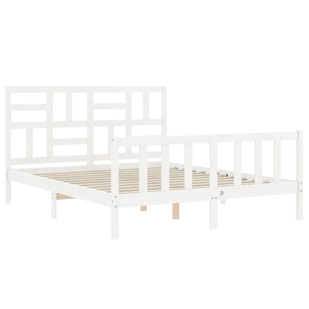 Giroletto Con Testiera Bianco King Size In Legno Massello - Image 5