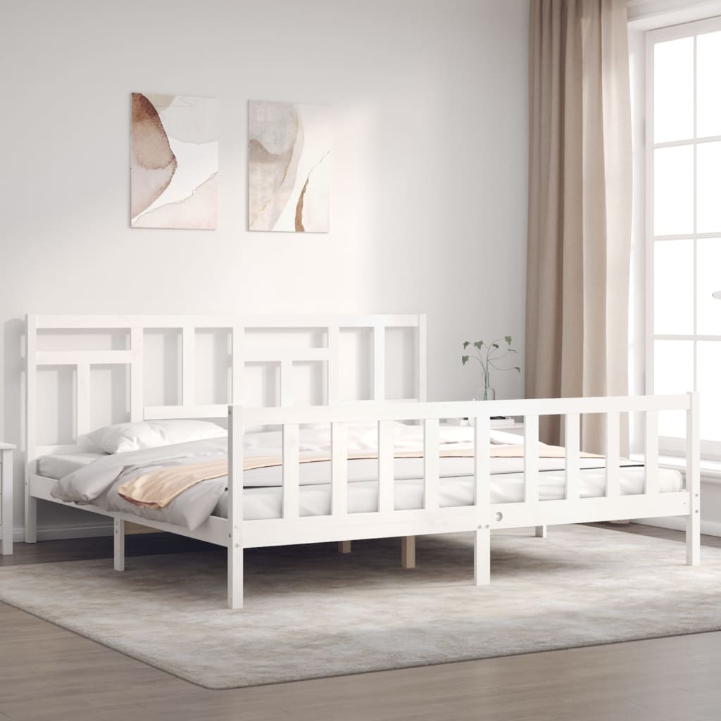 Giroletto Senza Materasso Bianco 200x200 Cm Legno Massello Pino