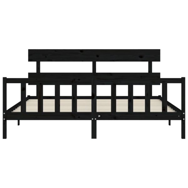 Giroletto Con Testiera Nero 200x200 Cm In Legno Massello - Image 6