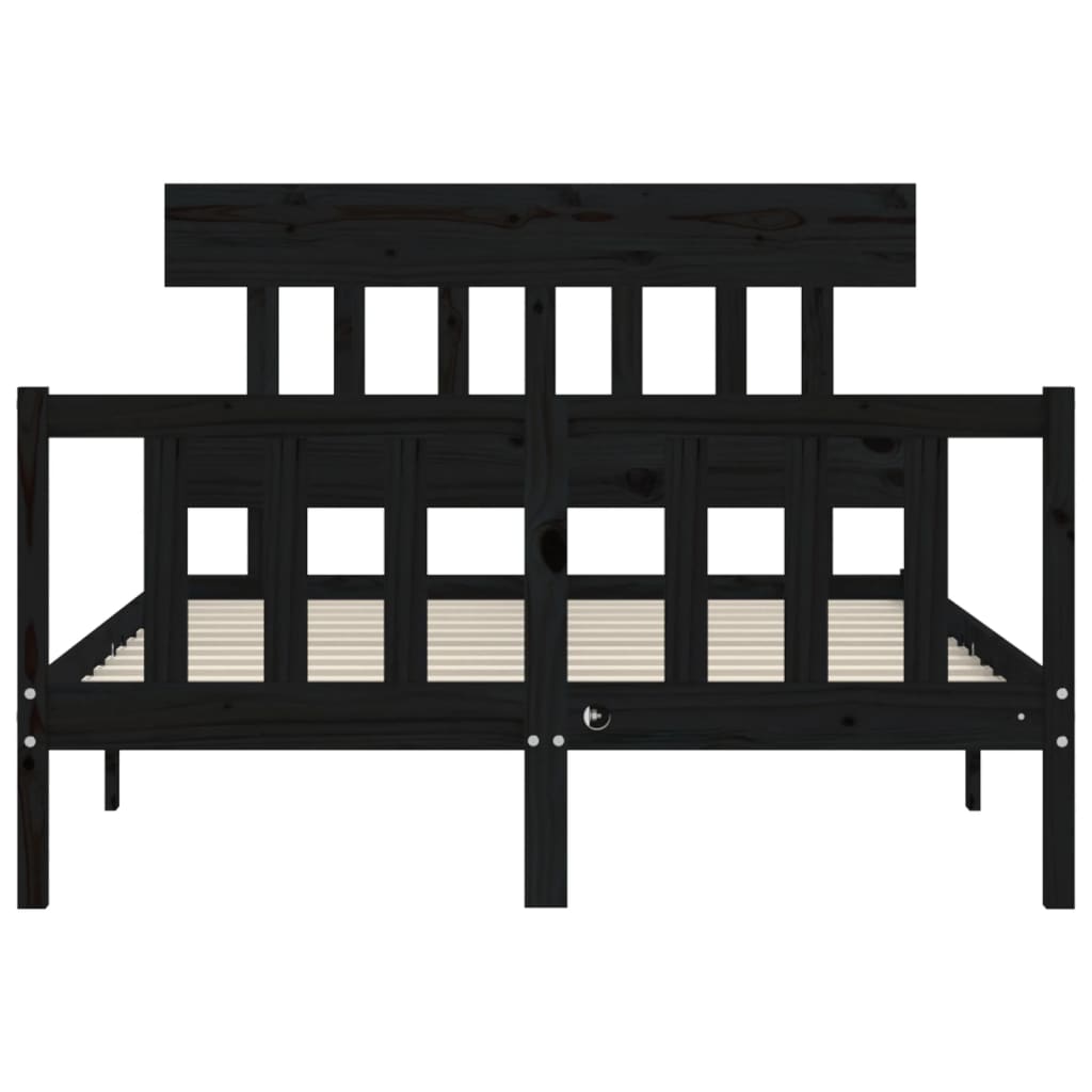 Giroletto Con Testiera Nero 140x190 Cm In Legno Massello - Image 6