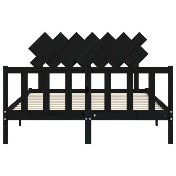 Giroletto Con Testiera Nero 140x190 Cm In Legno Massello - Image 6