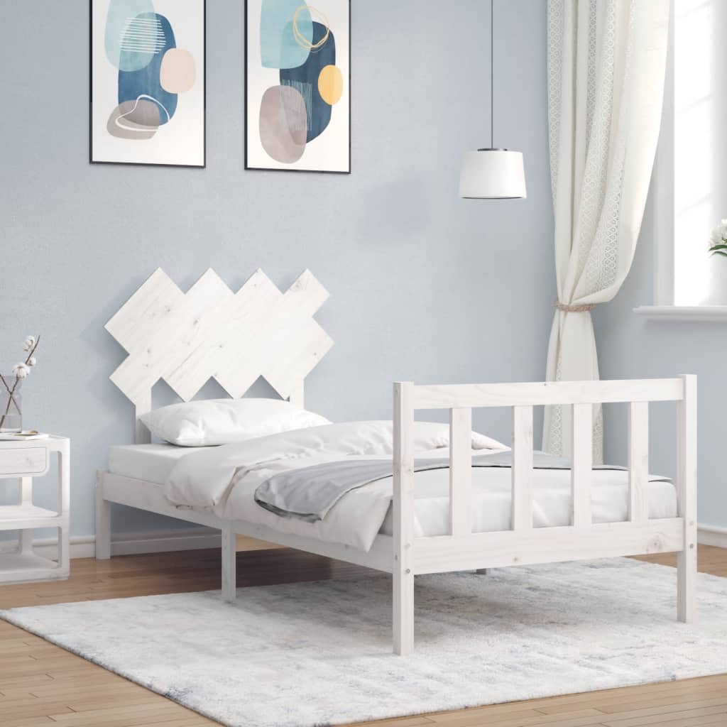 Giroletto Senza Materasso Bianco 90x200 Cm Legno Massello Pino