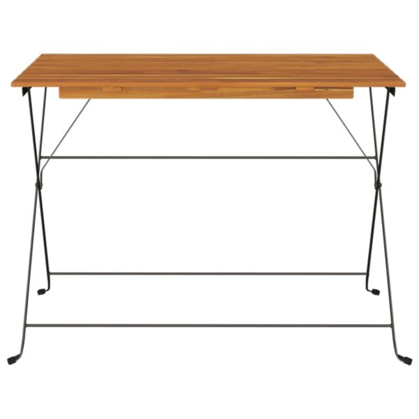 Tavolo Bistrò Pieghevole 100x54x71 Cm Massello Acacia E Acciaio - Image 3