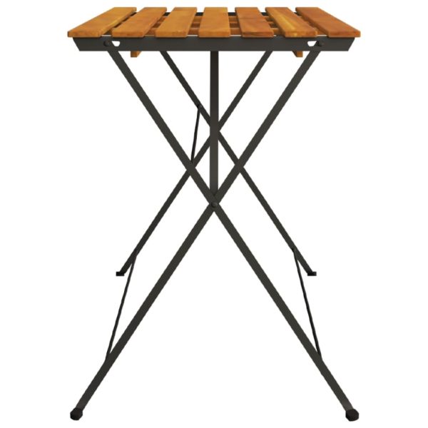 Tavolo Bistrò Pieghevole 100x54x71 Cm Massello Acacia E Acciaio - Image 4