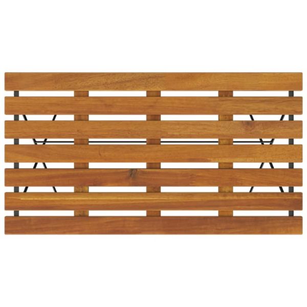 Tavolo Bistrò Pieghevole 100x54x71 Cm Massello Acacia E Acciaio - Image 5