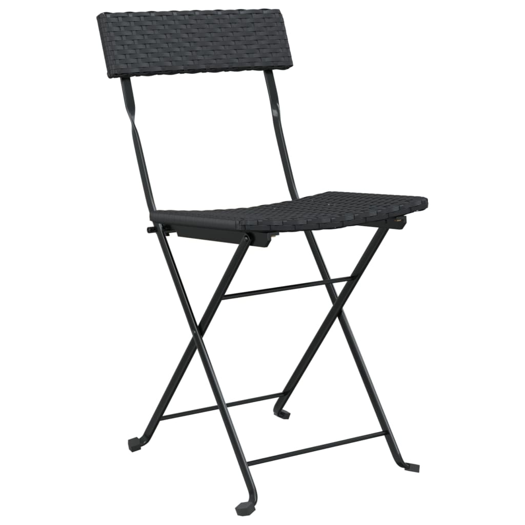 Sedie Pieghevoli Da Bistrò 2 Pz Nere Polyrattan E Acciaio - Image 3