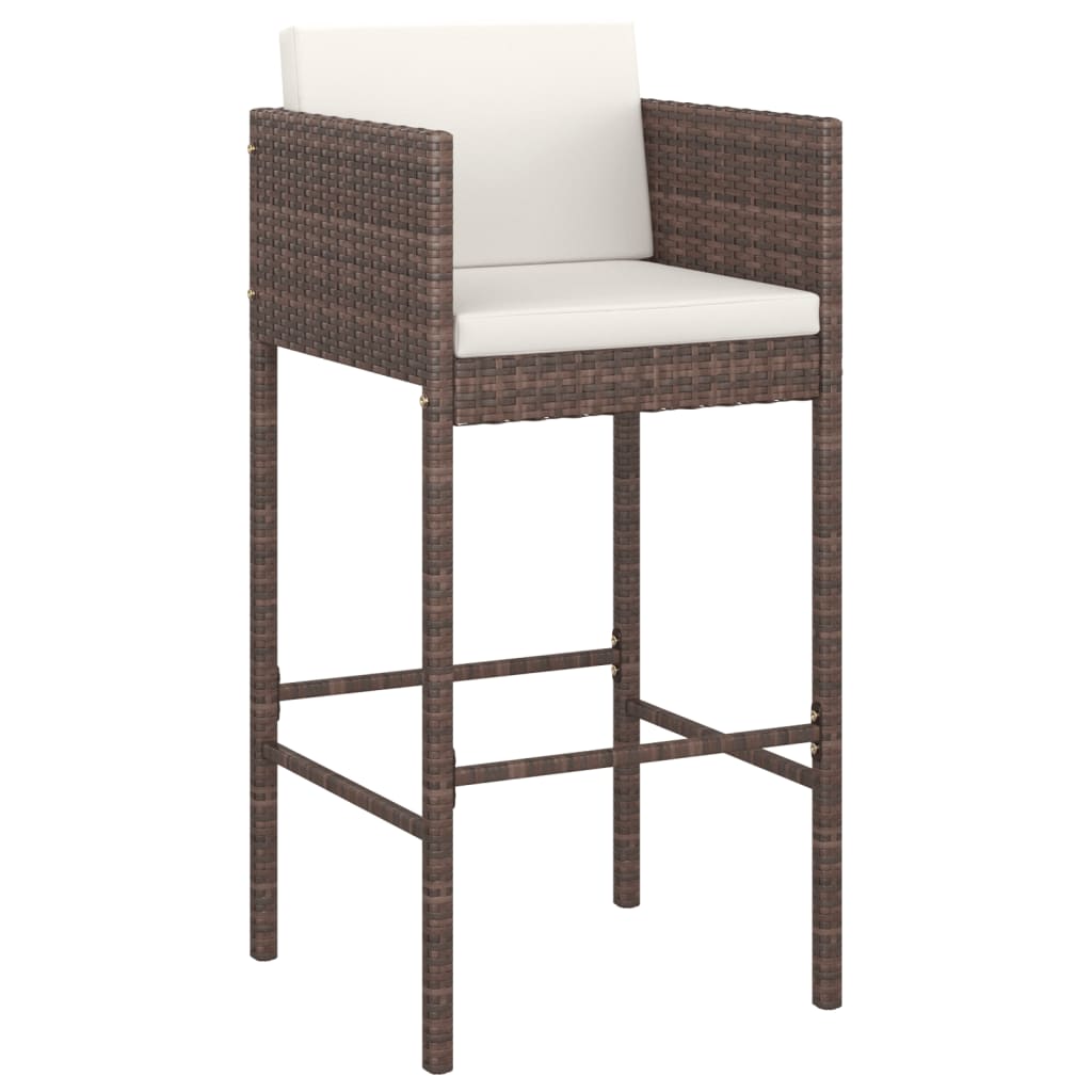 Set Bar Da Giardino 5 Pz Con Cuscini In Polyrattan Marrone - Image 3