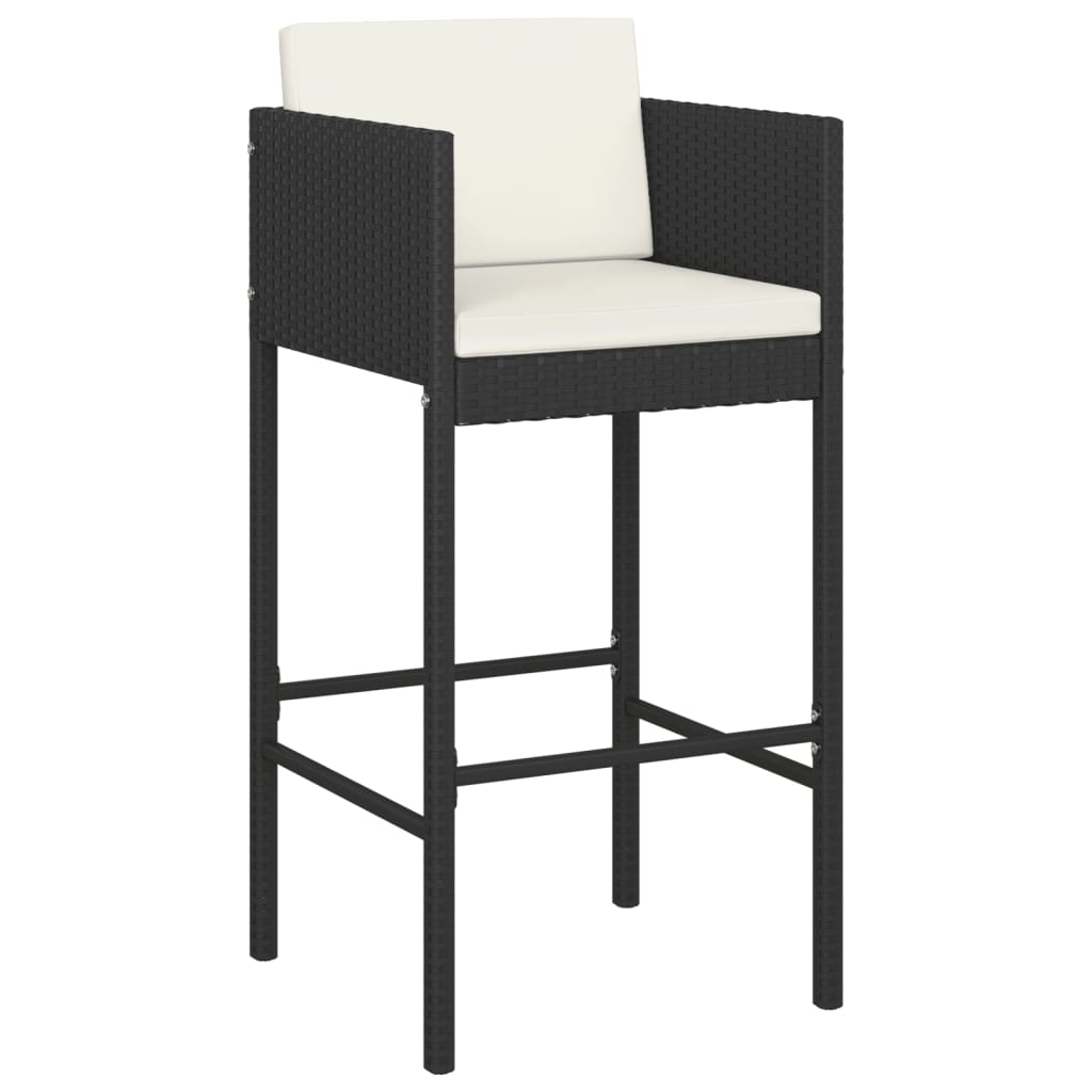 Set Bar Da Giardino 5 Pz Con Cuscini In Polyrattan Nero - Image 3