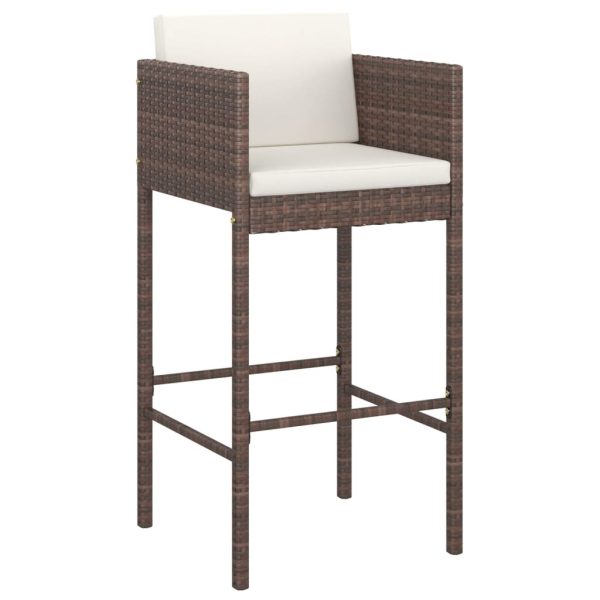 Set Bar Da Giardino 5 Pz Con Cuscini In Polyrattan Marrone - Image 3