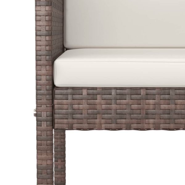 Set Bar Da Giardino 5 Pz Con Cuscini In Polyrattan Marrone - Image 5