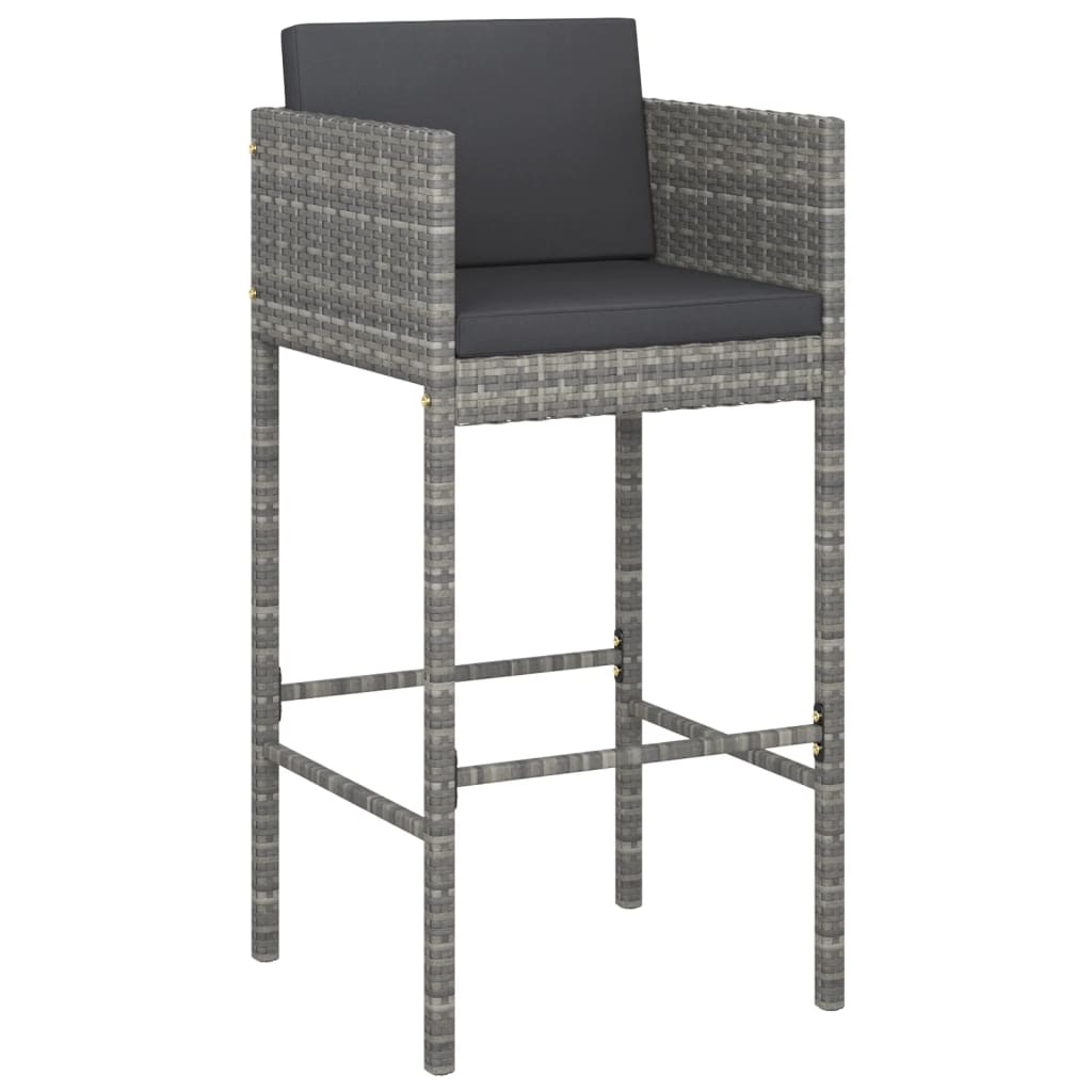Set Bar Da Giardino 5 Pz Con Cuscini In Polyrattan Grigio - Image 3