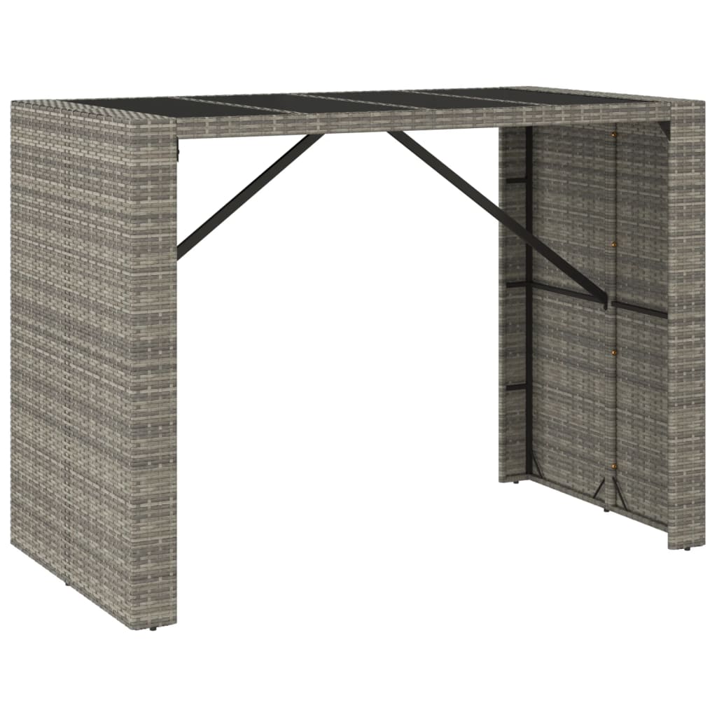 Set Bar Da Giardino 5 Pz Con Cuscini In Polyrattan Grigio - Image 4