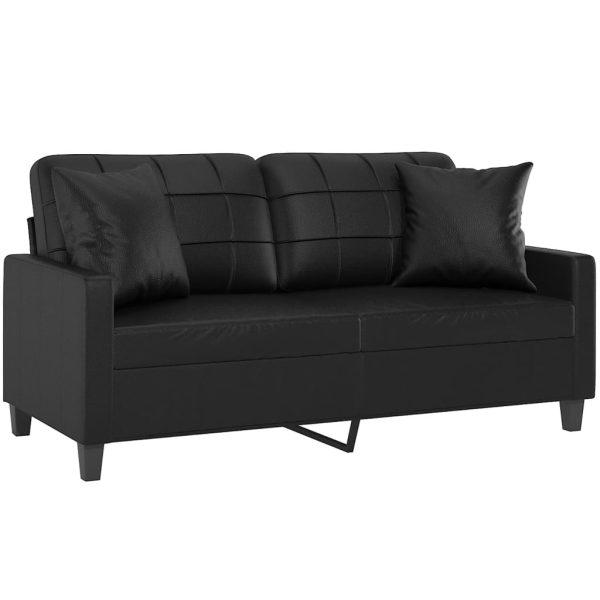 Divano A 2 Posti Con Cuscini Nero 140 Cm In Similpelle - Image 3