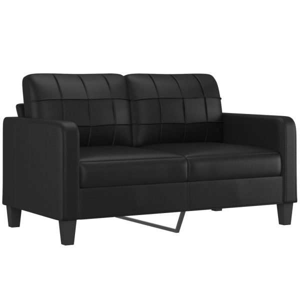 Divano A 2 Posti Con Cuscini Nero 140 Cm In Similpelle - Image 4