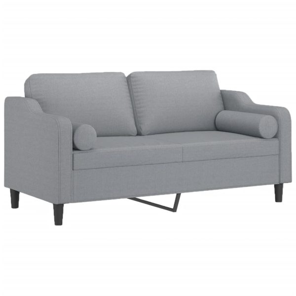 Divano A 2 Posti Con Cuscini Grigio Chiaro 140 Cm In Tessuto - Image 3