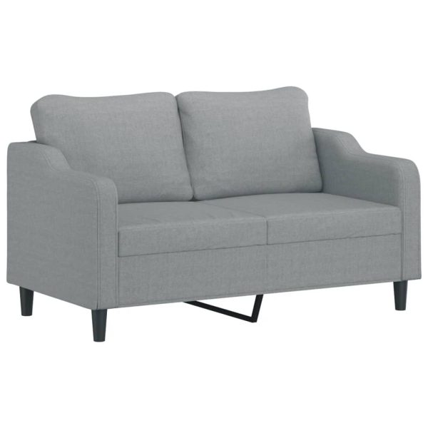 Divano A 2 Posti Con Cuscini Grigio Chiaro 140 Cm In Tessuto - Image 4