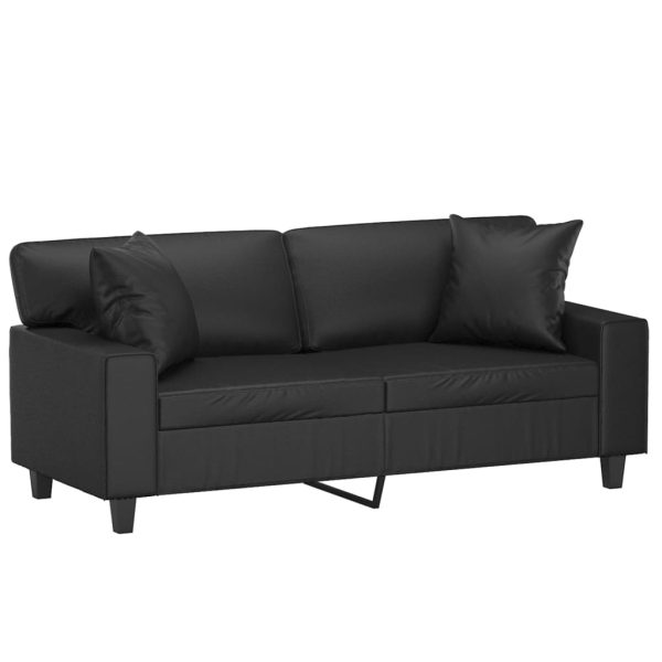 Divano A 2 Posti Con Cuscini Nero 140 Cm In Similpelle - Image 3