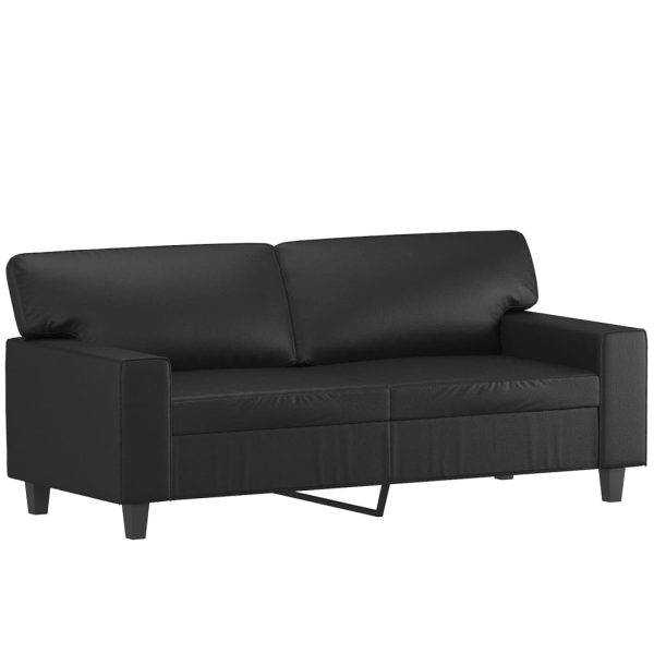 Divano A 2 Posti Con Cuscini Nero 140 Cm In Similpelle - Image 4