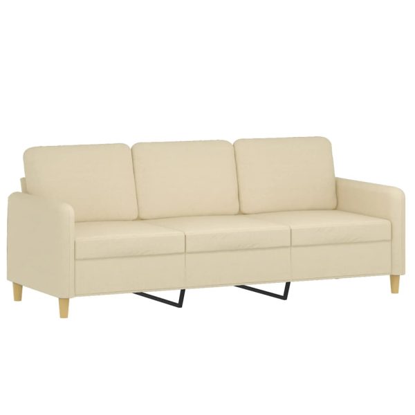Divano A 3 Posti Con Cuscini Crema 180 Cm In Tessuto - Image 4