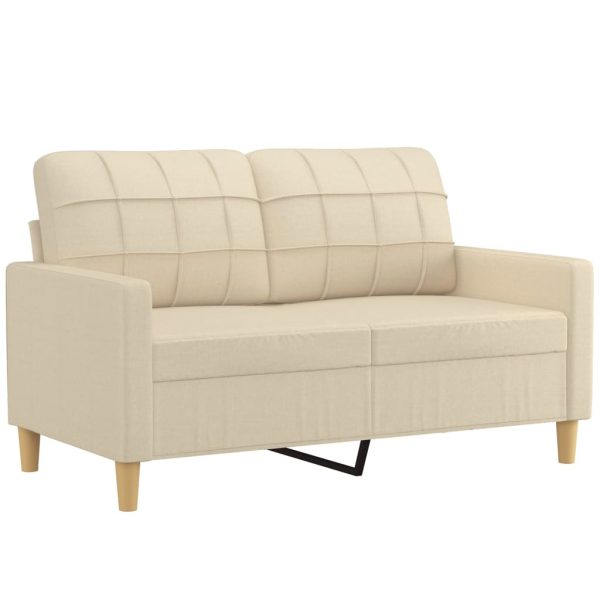 Set Di Divani 2 Pz Con Cuscini Crema In Tessuto - Image 3