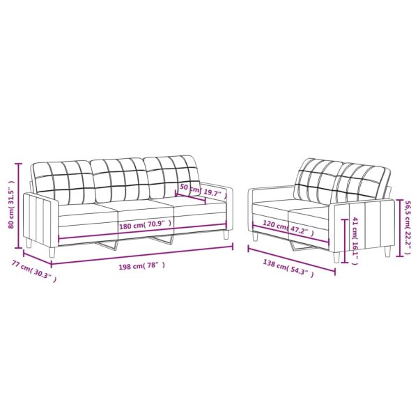Set Di Divani 2 Pz Con Cuscini Crema In Tessuto - Image 6