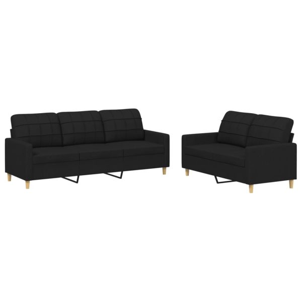 Set Di Divani 2 Pz Con Cuscini Nero In Tessuto - Image 2