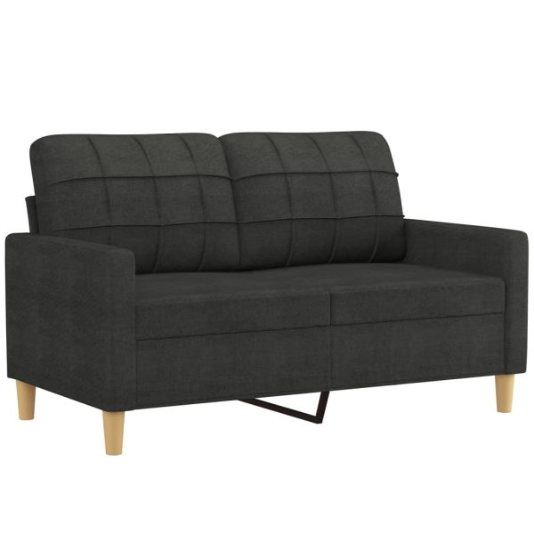 Set Di Divani 2 Pz Con Cuscini Nero In Tessuto - Image 3