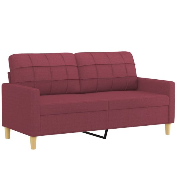 Set Di Divani 2 Pz Con Cuscini Rosso Vino In Tessuto - Image 3