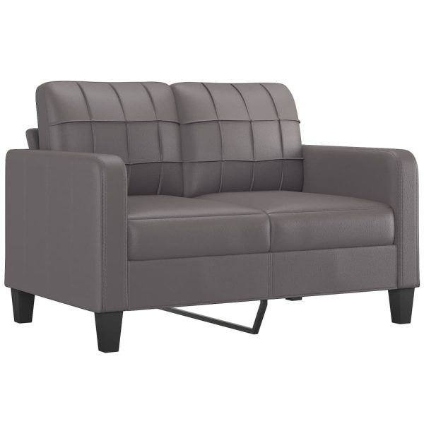 Set Di Divani 2 Pz Con Cuscini Grigio In Similpelle - Image 3